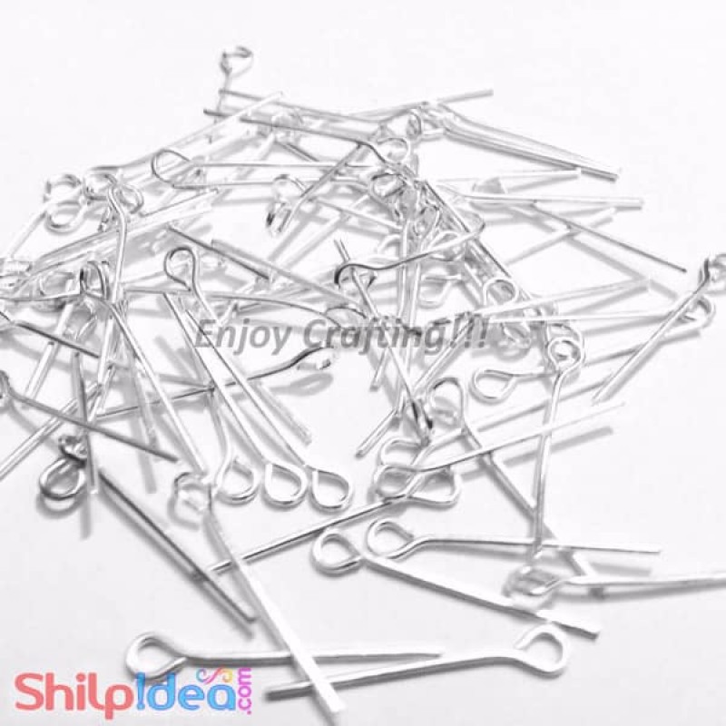 Eye Pins 20mm - Silver - Pack of 50